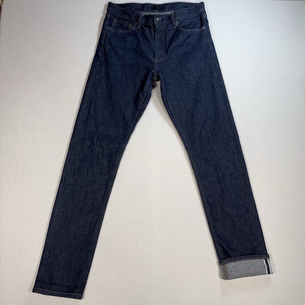 Uniqlo Kaihara Selvedge Jeans Men's 31x33‎ Indigo Blue Slim Straight Middle Rise